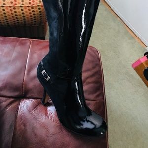 Black suede leather boots! new in box